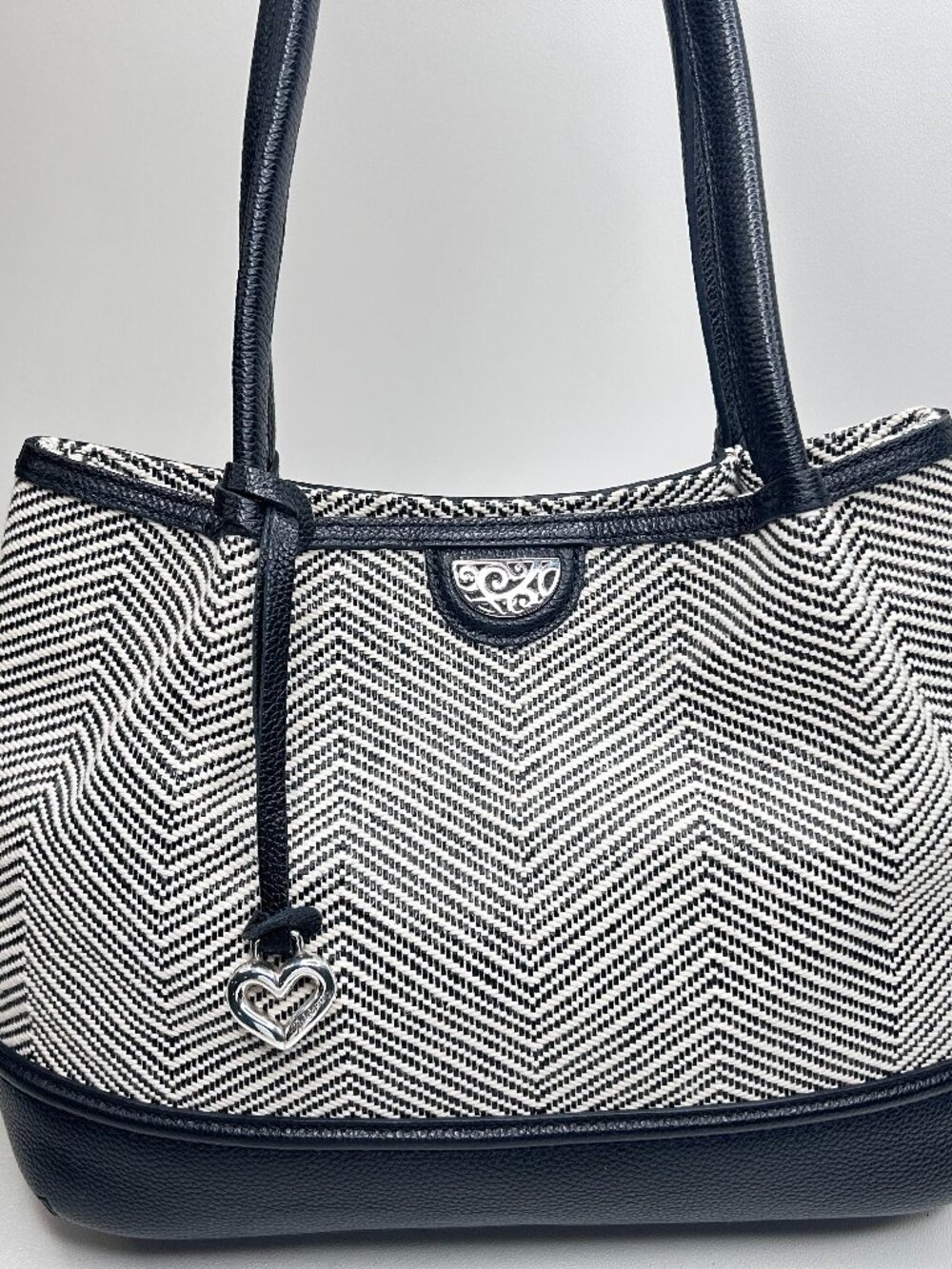 BRIGHTON Pretty Tough CALA Tote Herringbone Fabric & Leather MSRP $345